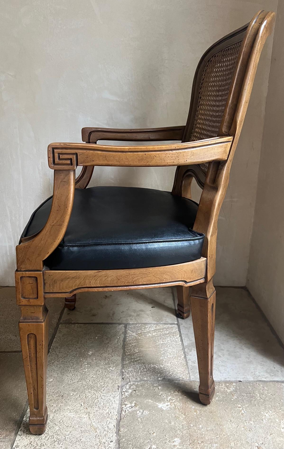 American Henredon Louis XVI Style Arched Cane Back Hardwood Chair  For Sale
