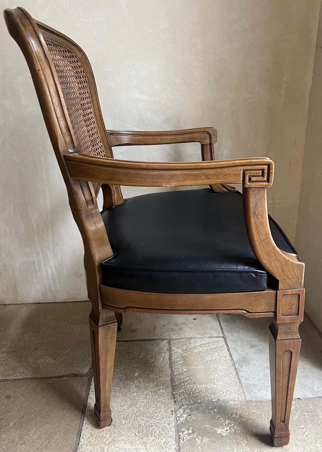 Henredon Louis XVI Style Arched Cane Back Hardwood Chair  In Good Condition For Sale In Ross, CA
