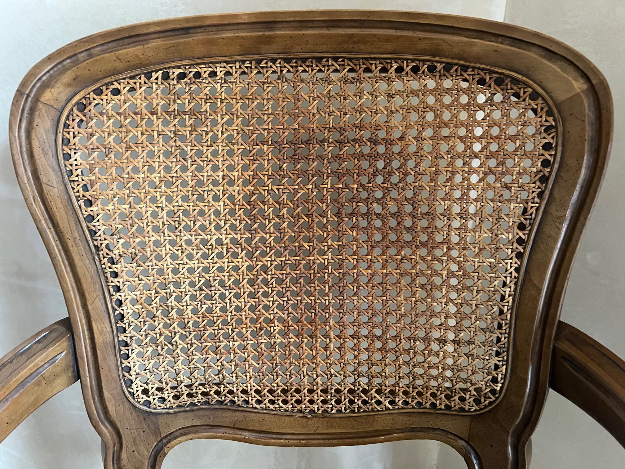 Mid-20th Century Henredon Louis XVI Style Arched Cane Back Hardwood Chair  For Sale