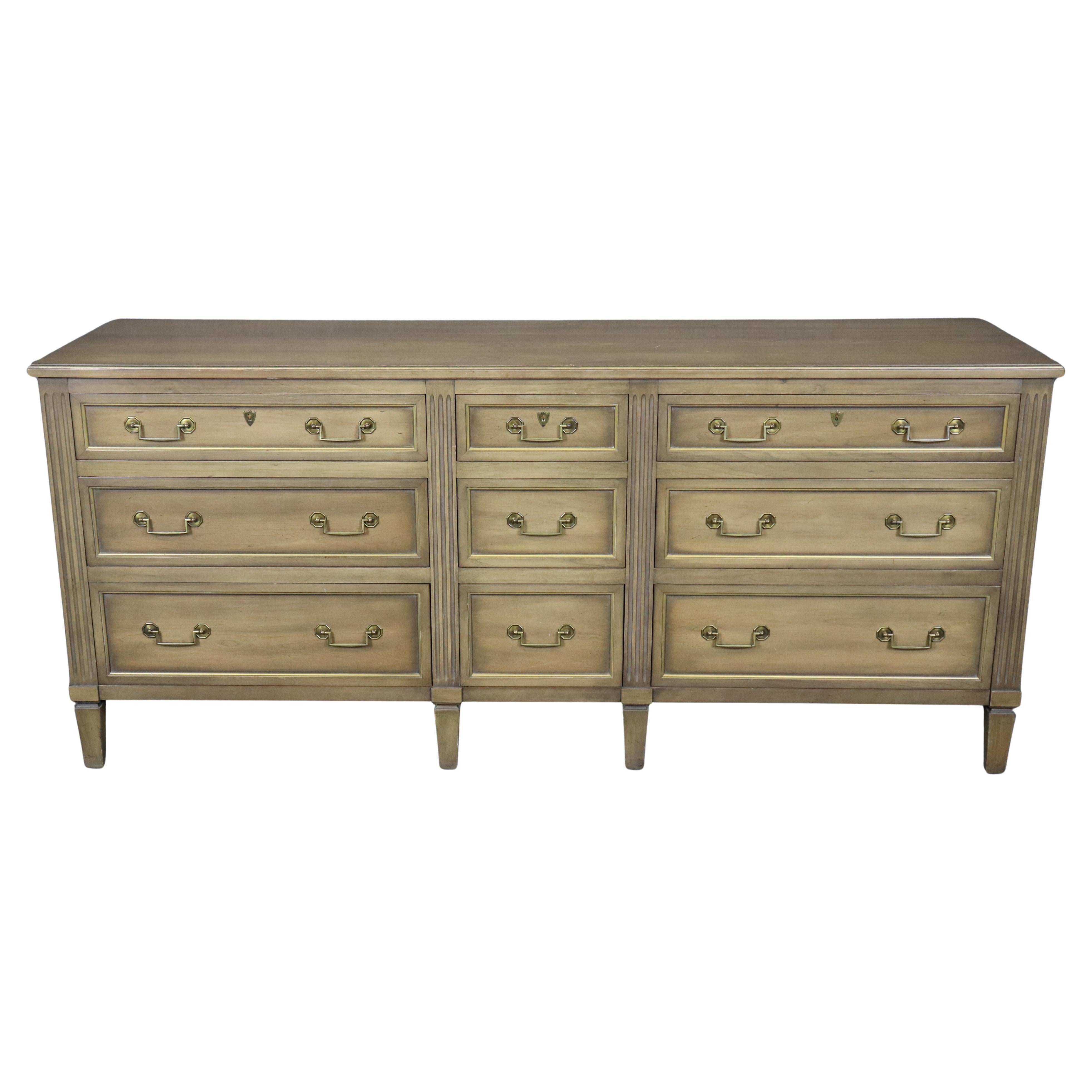 Henredon Louis XVI Style Brass Mounted Nine Drawer Dresser