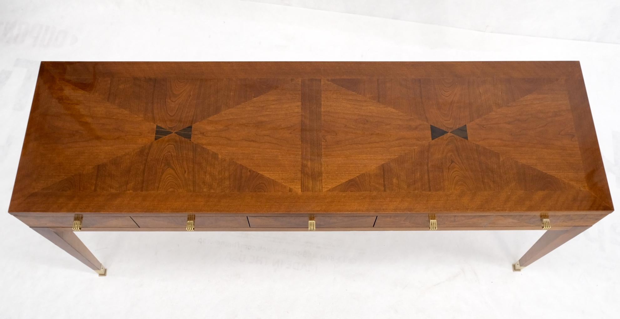 Henredon Low Profile Three Drawers Inlaid Top Tapered Legs  Console Table 2
