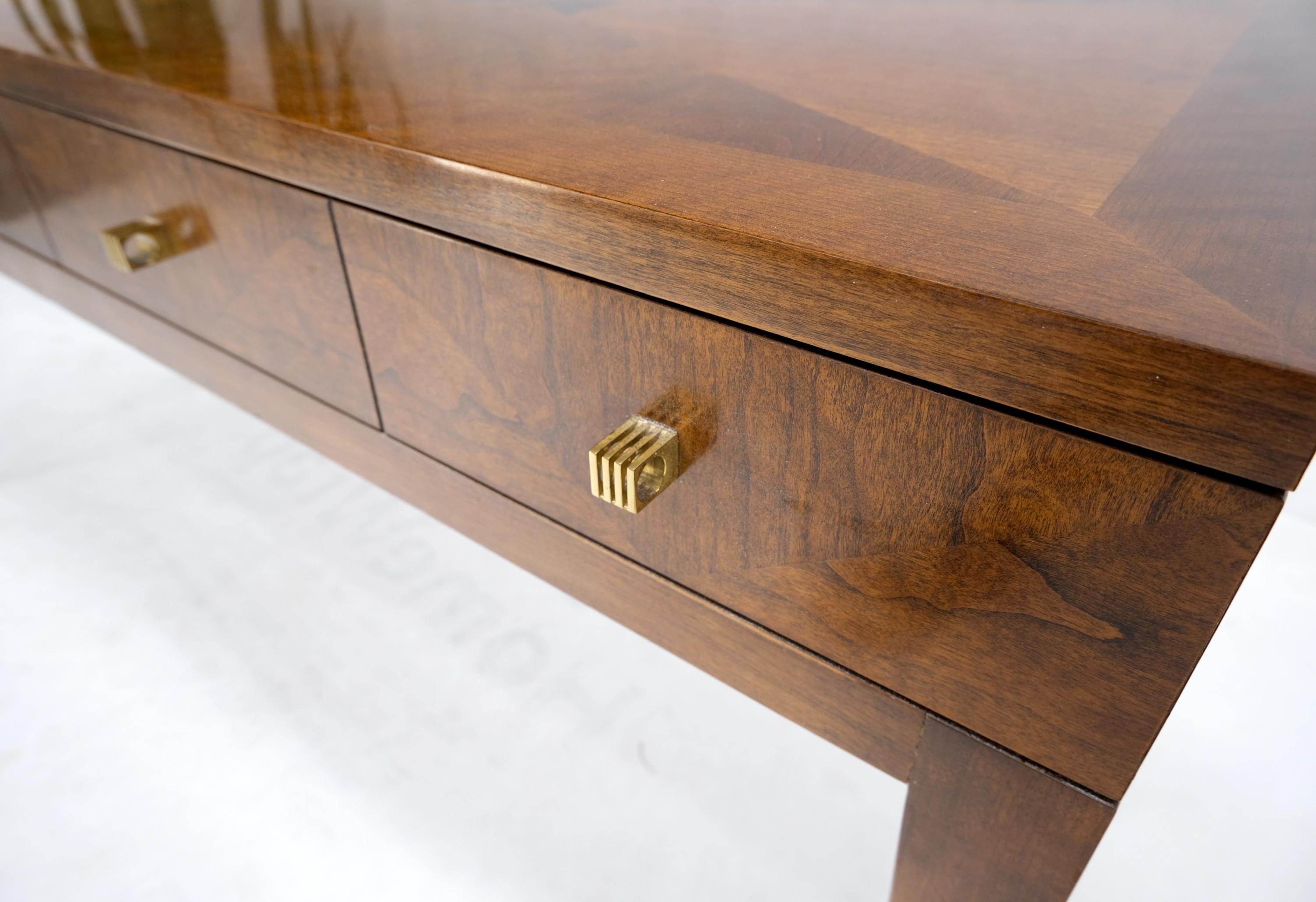 Henredon Low Profile Three Drawers Inlaid Top Tapered Legs  Console Table 3