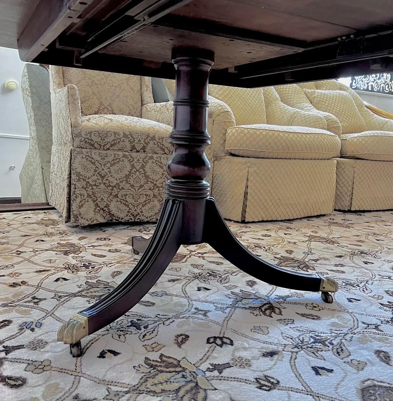 Henredon Mahogany Banded Inlay Double Pedestal Expandable Dining Room Table 1