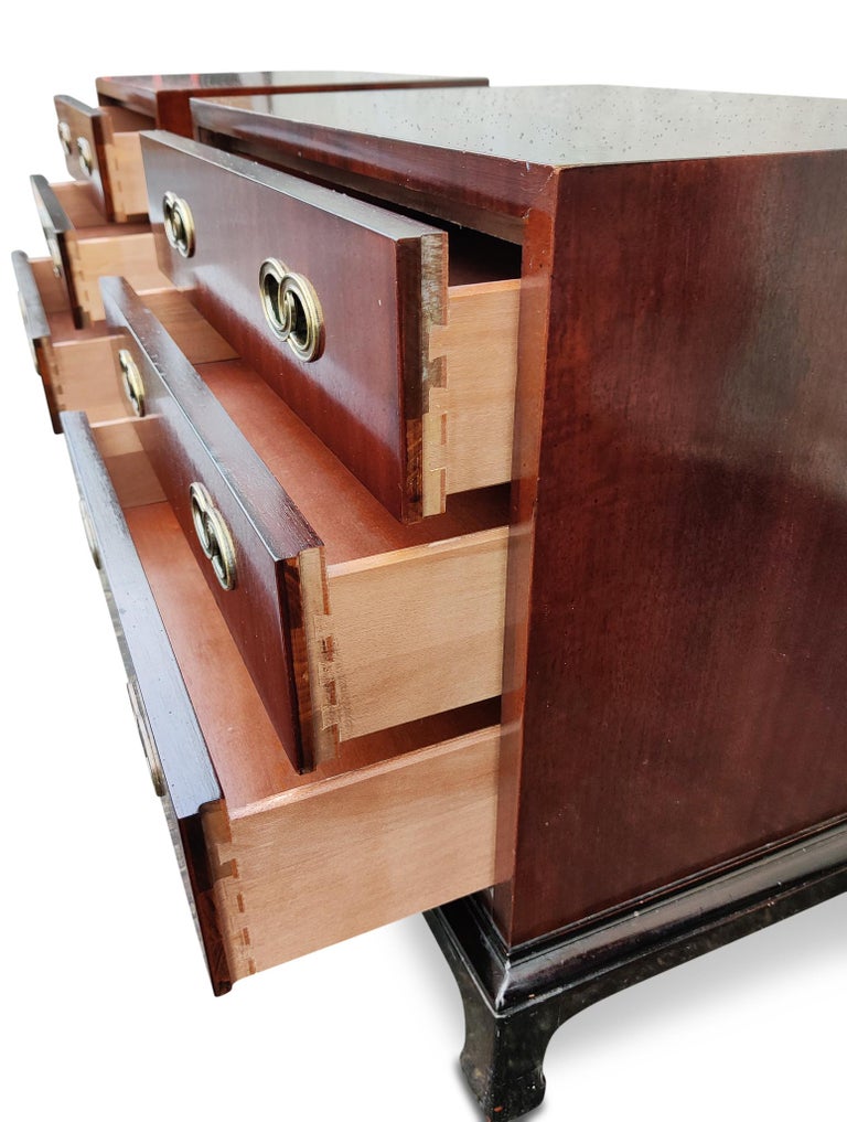 Henredon Mahogany and Brass 3Drawer Nightstands or End Tables Mid