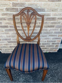 Retro Henredon Mahogany Carved Shield Back Dining Chairs- Set of 8