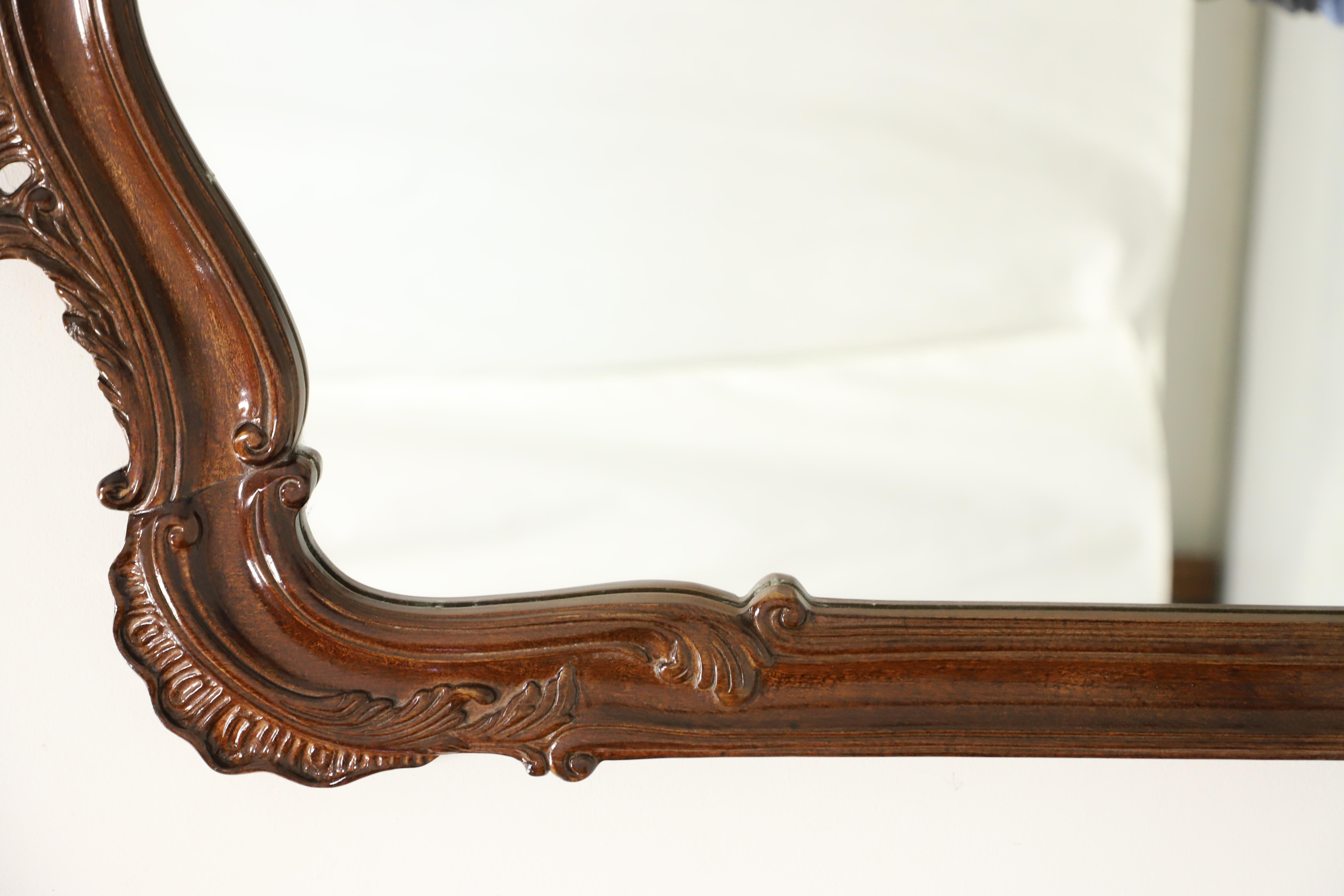 American Henredon Mahogany French Country Louis XV Wall Mirror For Sale