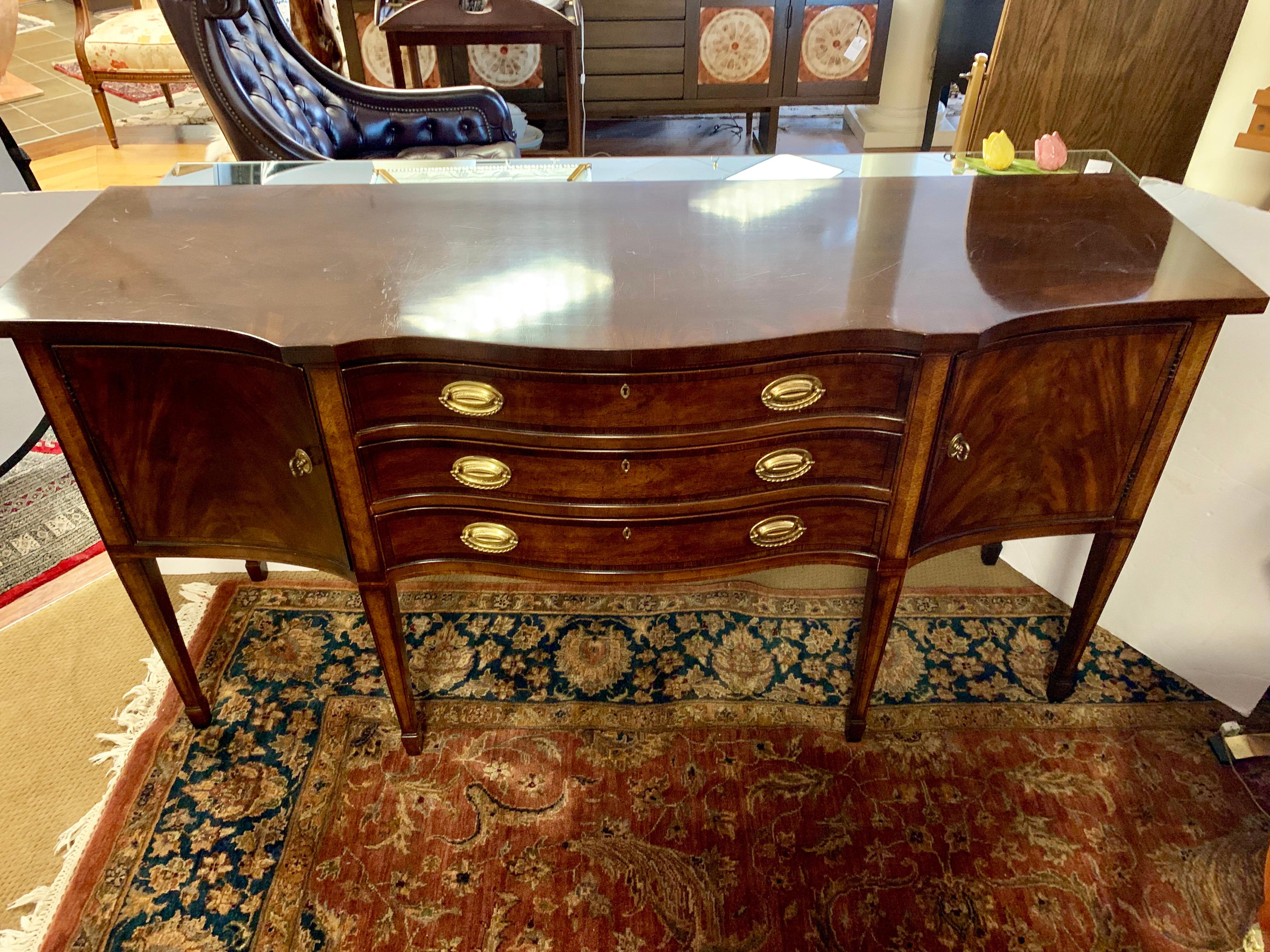 Henredon Mahogany Inlaid Server Buffet Sideboard Credenza Cabinet 1