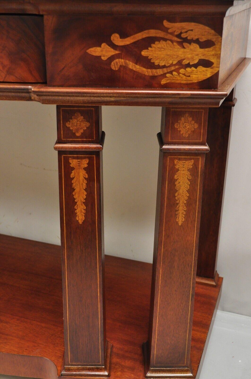 Henredon Marble Top One Drawer Inlaid Mahogany Empire Sideboard Buffet Server For Sale 6