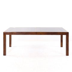 Henredon MCM Walnut and Mirrored Top Expanding Dining Table with 2 Leaves