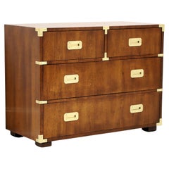 Vintage HENREDON Mid 20th Century Walnut Campaign Style Bachelor Chest