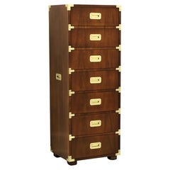 HENREDON Mid 20th Century Walnut Campaign Style Semainier Lingerie Chest