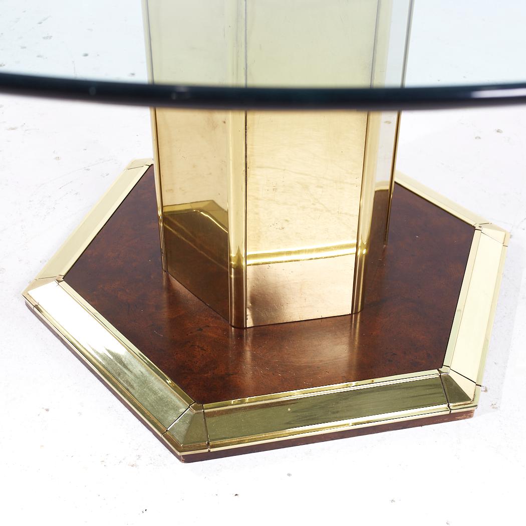 Henredon Mid Century Brass and Glass Pedestal Dining Table 2