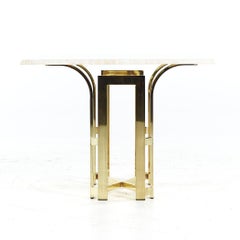 Henredon Mid Century Brass and Travertine Side Table