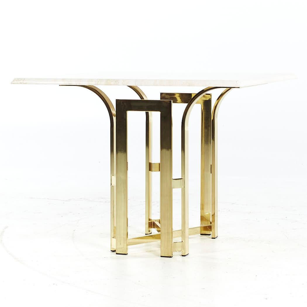 Mid-Century Modern Henredon Mid Century Brass and Travertine Side Table For Sale