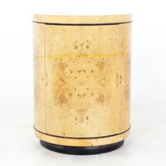 Henredon Mid Century Burlwood Round Storage Side End Table
