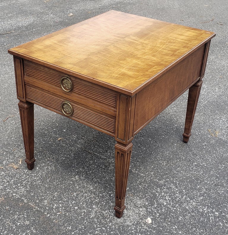 Henredon Mid-Century Cross-banded Walnut Single Drawer Side Table For