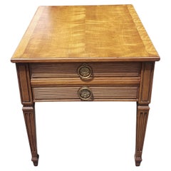 Henredon Midcentury Cross-Banded Walnut Single Drawer Side Table