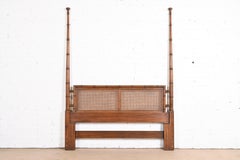 Henredon Mid-Century Faux Bamboo and Cane Queen Size Poster Headboard, 1960s