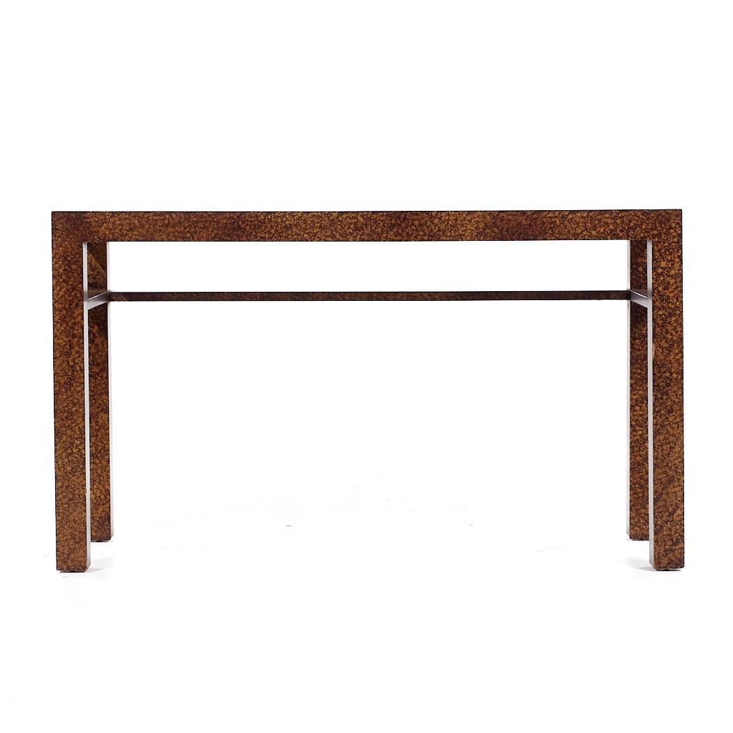 Faux Bois Henredon Mid Century Faux Tortoise Console Table For Sale