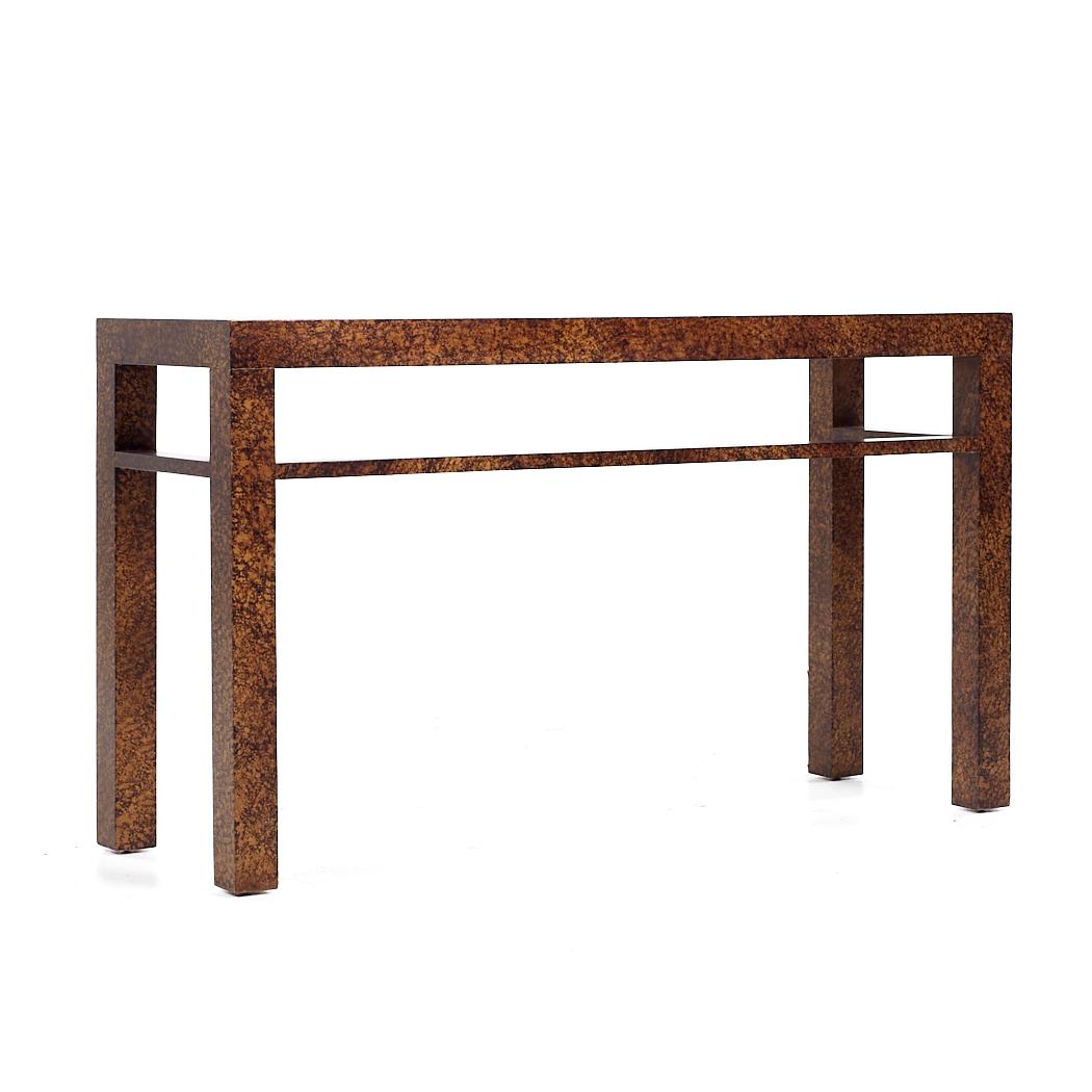 American Henredon Mid Century Faux Tortoise Console Table - Pair For Sale