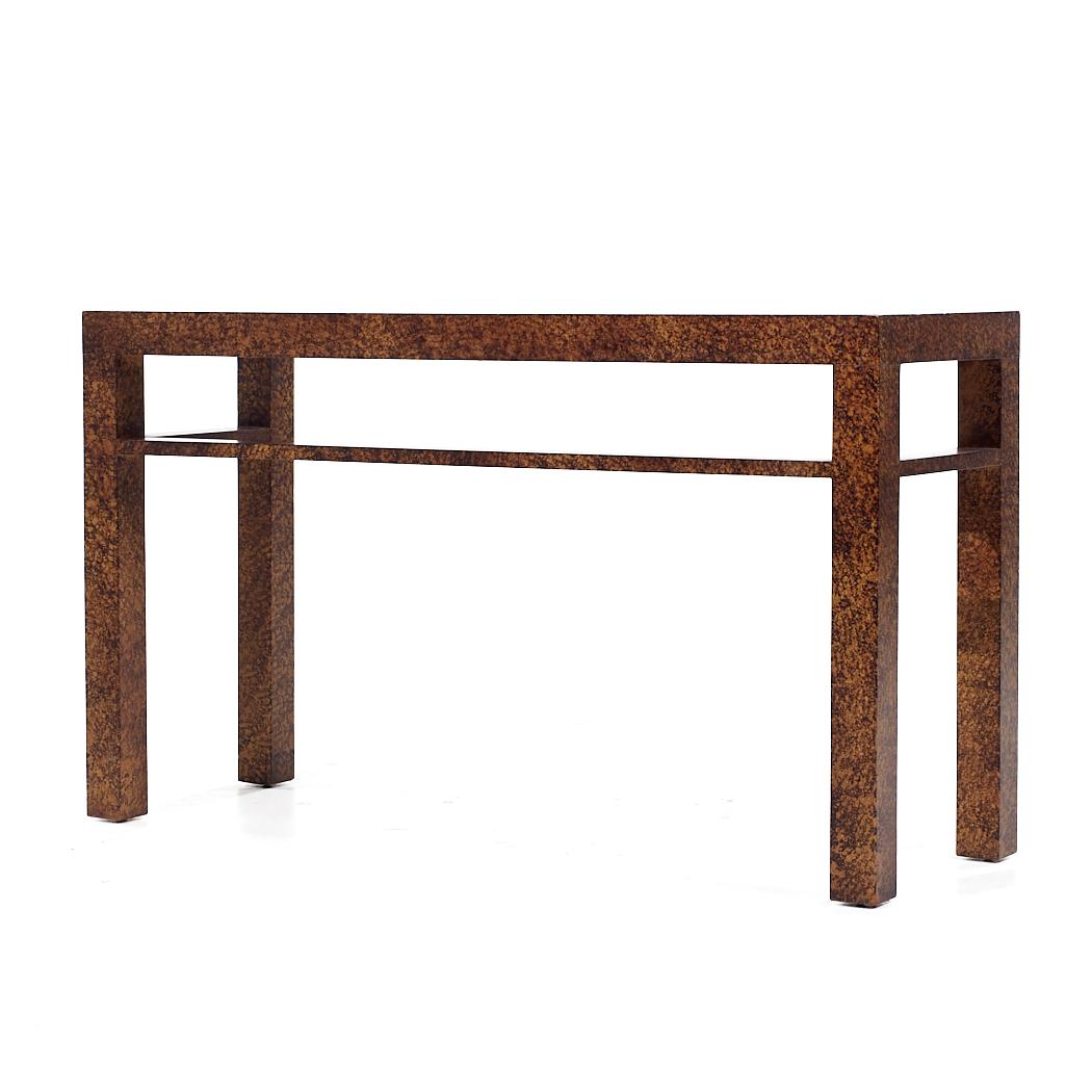 Henredon Mid Century Faux Tortoise Console Table - Pair In Good Condition For Sale In Countryside, IL