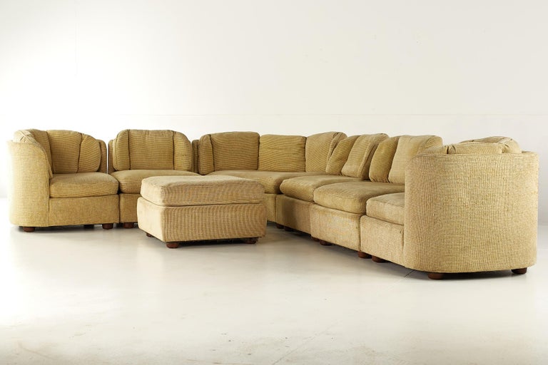 Henredon Mid Century Folio 500 7 Piece Modular Scallop Back Sectional Sofa For Sale at 1stDibs