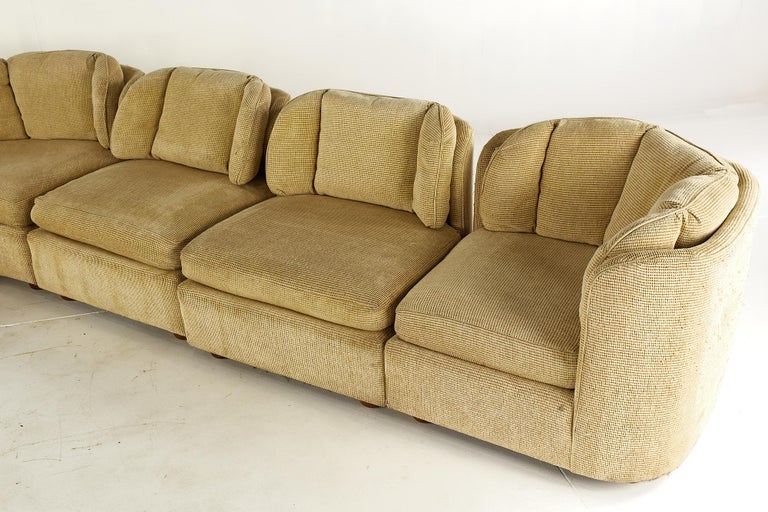 Henredon Mid Century Folio 500 7 Piece Modular Scallop Back Sectional