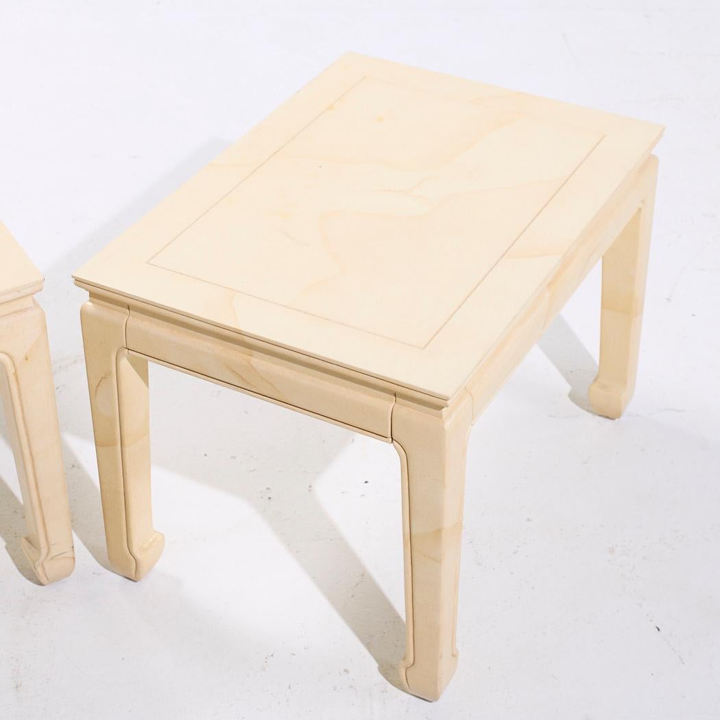 Mesas auxiliares de piel de cabra Henredon Mid Century - Pareja en venta 3