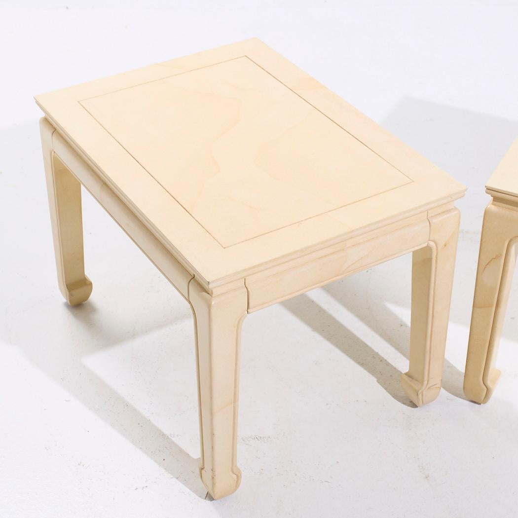 Mesas auxiliares de piel de cabra Henredon Mid Century - Pareja en venta 4