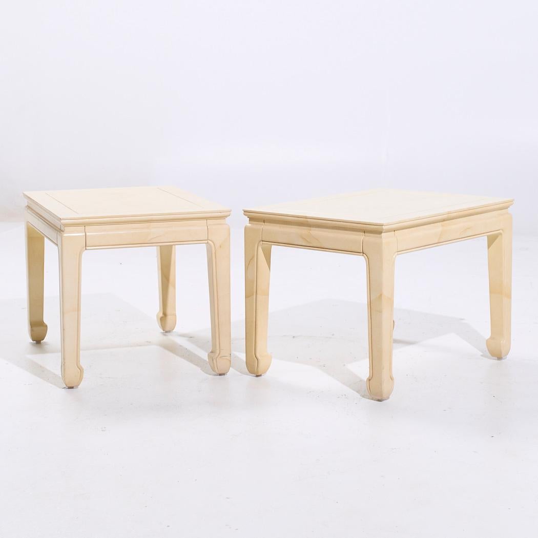 Mesas auxiliares de piel de cabra Henredon Mid Century - Pareja Moderno de mediados de siglo en venta