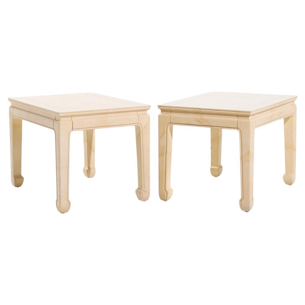 Henredon Mid Century Goatskin Side Tables - Pair