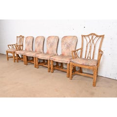 Henredon Mid-Century Hollywood Regency Bamboo Dining Chairs, Set of Six