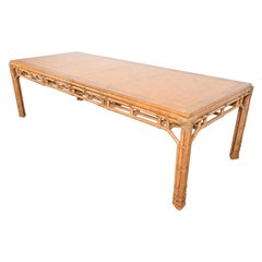 Henredon Mid-Century Hollywood Regency Bamboo Extension Dining Table, Circa 1970