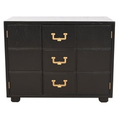 Henredon, cassapanca di metà secolo Hollywood Regency laccata nera, anni '70