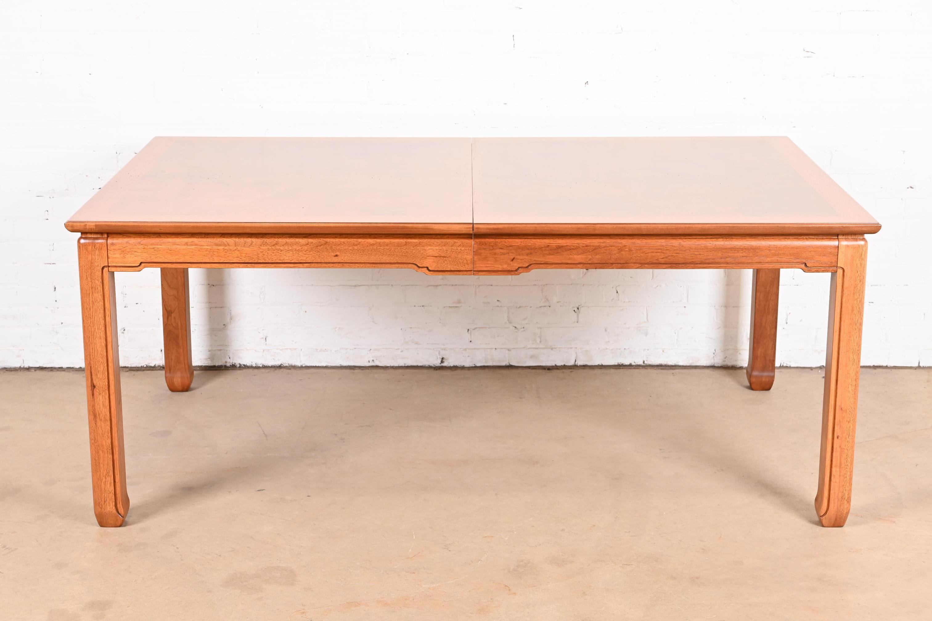 Henredon Mid-Century Hollywood Regency Burl Wood Extension Dining Table For Sale 3