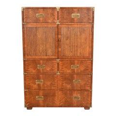 Henredon Mid-Century Hollywood Regency Campaign Walnut Gentleman's Chest