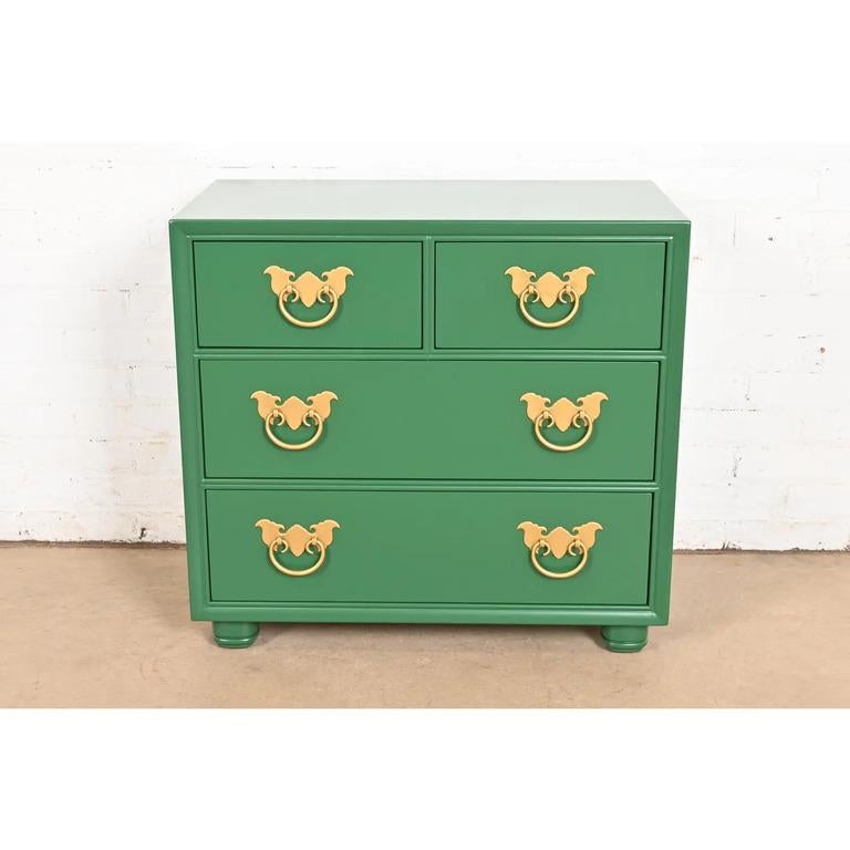 Henredon Mid-Century Hollywood Regency Chinoiserie Bedside Chest, Refinished In Good Condition For Sale In South Bend, IN