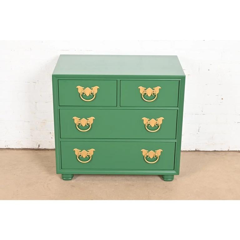 Late 20th Century Henredon Mid-Century Hollywood Regency Chinoiserie Bedside Chest, Refinished For Sale