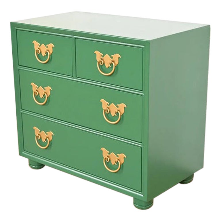 Henredon Mid-Century Hollywood Regency Chinoiserie Bedside Chest, Refinished