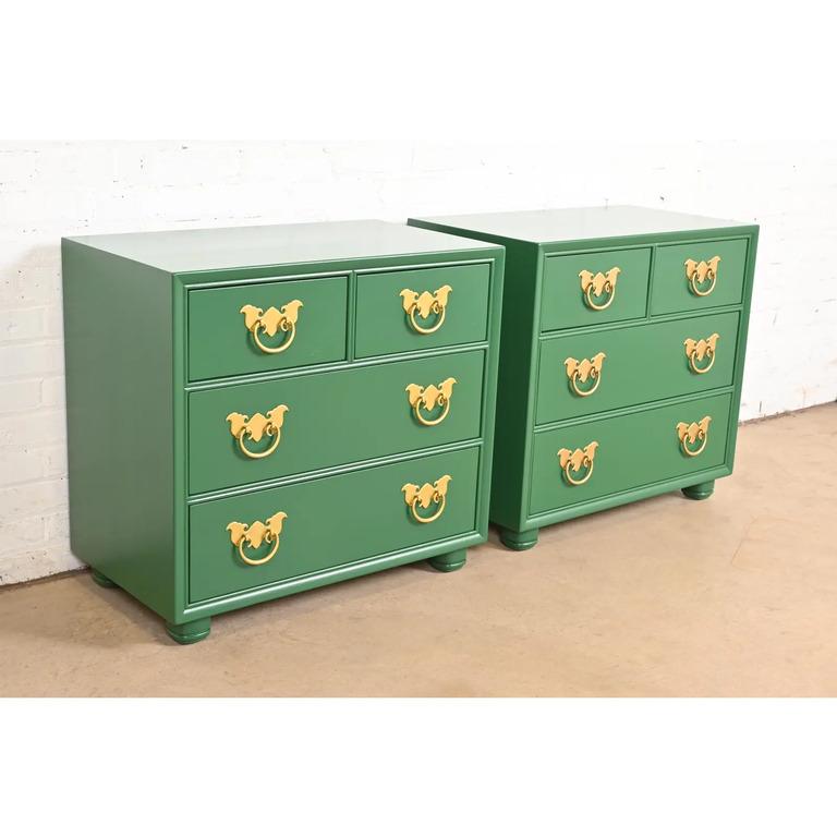 Henredon Mid-Century Hollywood Regency Chinoiserie Bedside Chests, Refinished In Good Condition For Sale In South Bend, IN