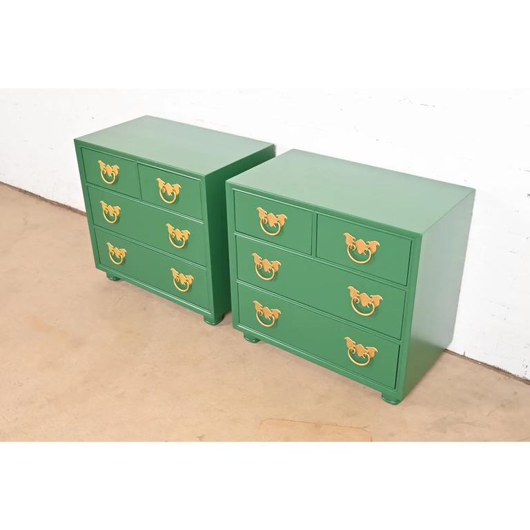 Henredon Mid-Century Hollywood Regency Chinoiserie Bedside Chests, Refinished For Sale 1
