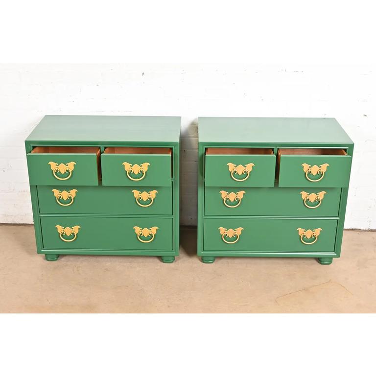Henredon Mid-Century Hollywood Regency Chinoiserie Bedside Chests, Refinished For Sale 2