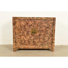 Henredon Mid-Century Hollywood Regency Chinoiserie Faux Tortoise Shell Cabinet