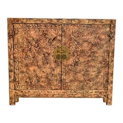 Henredon Mid-Century Hollywood Regency Chinoiserie Faux Tortoise Shell Cabinet