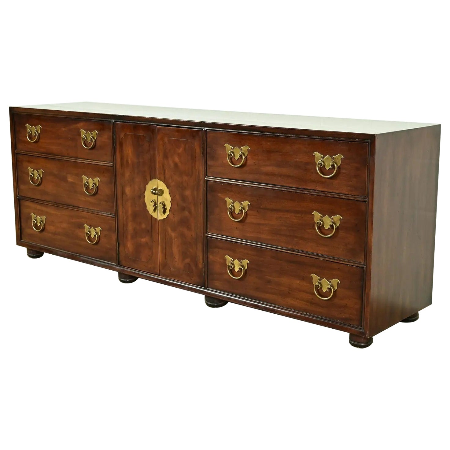 Henredon Mid-Century Hollywood Regency Chinoiserie Mahogany Dresser or Credenza