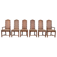Henredon Mid-Century Hollywood Regency Walnut and Cane Bamboo Form Dining Chairs