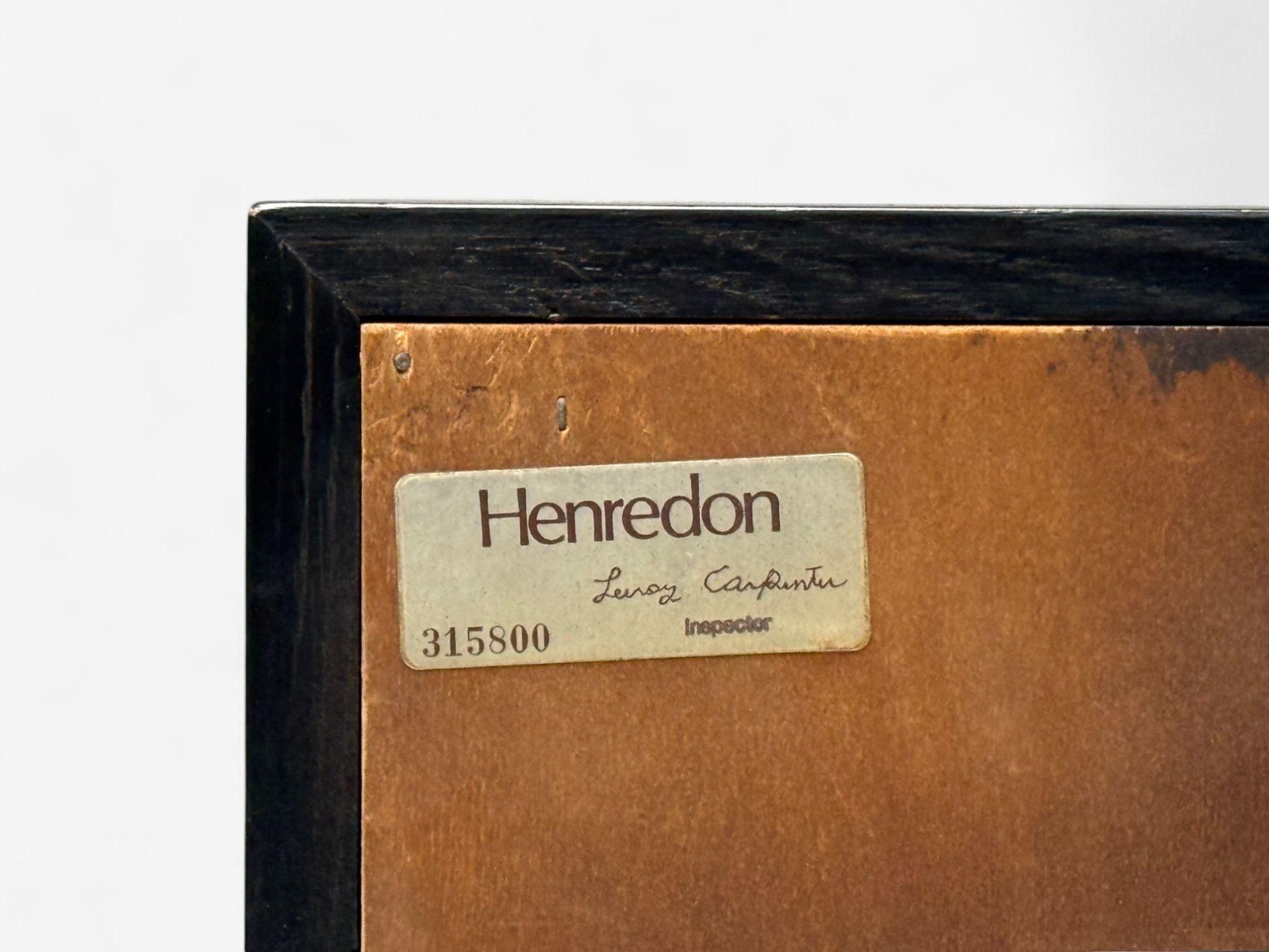 Henredon, Comodini di metà secolo, lacca nera, ottone, Campaigner, 1960s in vendita 4