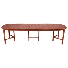 Henredon Mid-Century Modern Boat-Shaped Walnut Dining Table, Newly Refinished