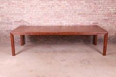 Henredon Mid-Century Modern Burl Wood Parsons Dining Table, Newly Refinished