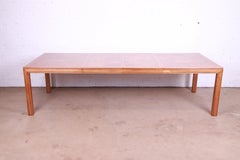 Henredon Mid-Century Modern Burl Wood Parsons Dining Table, Newly Refinished